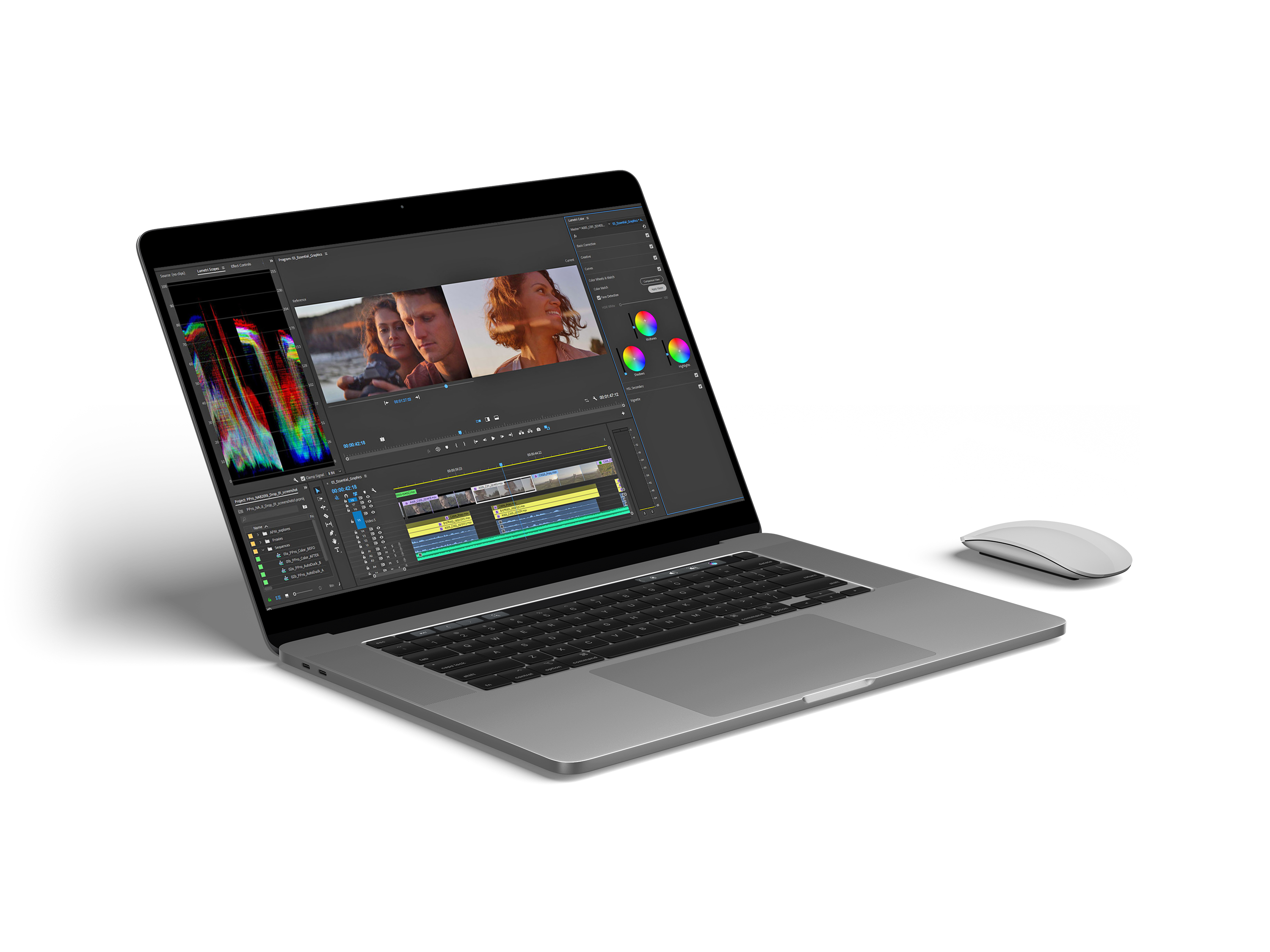 Adobe premiere pro running on a macbook